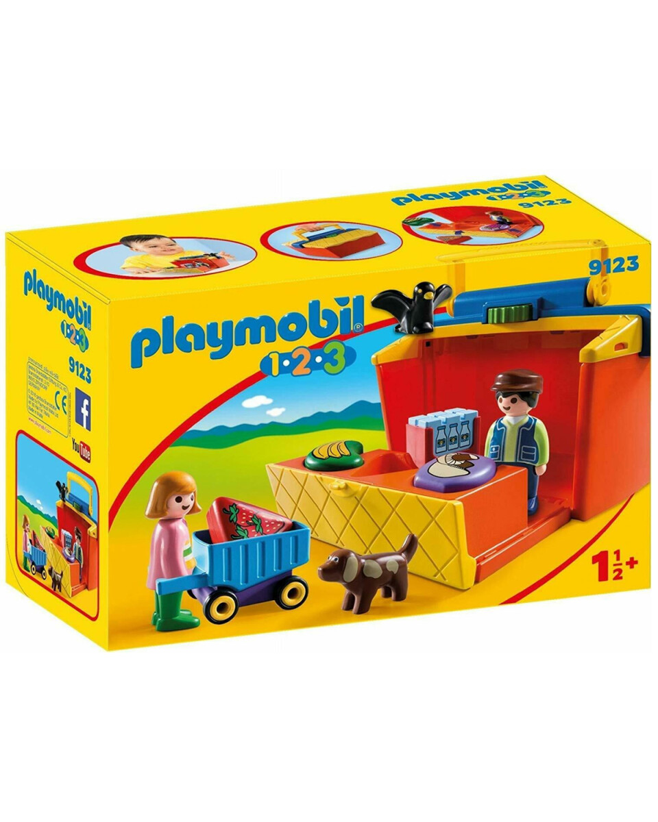 Playmobil 1.2.3 mercado en maletín 