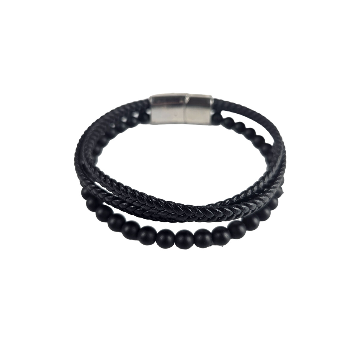 Pulsera Cuerina Negra Triple 