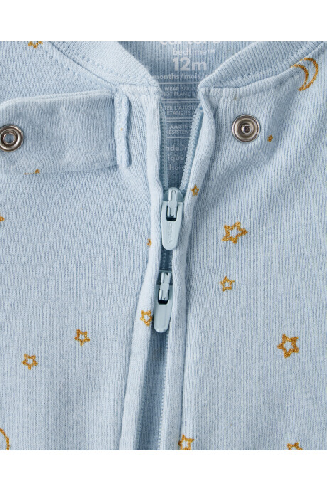 Pijama una pieza de algodón, con pie, estampa unicornio Sin color