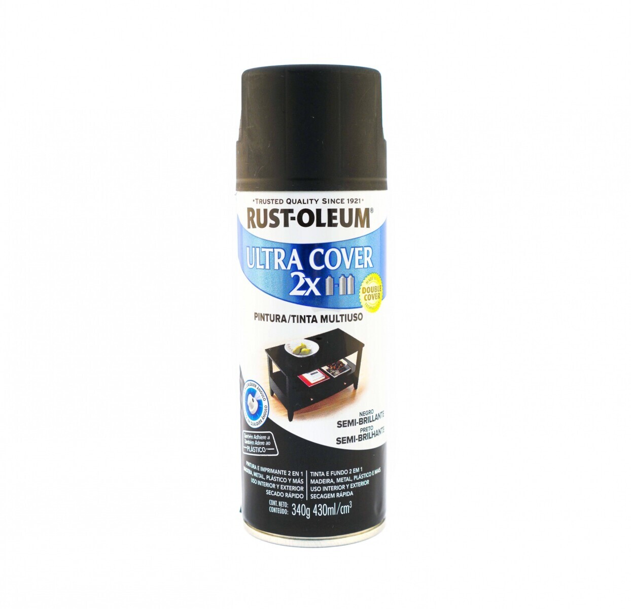 Esmalte aerosol satinado 340Gr - Negro Rust Oleum - Negro Rust Oleum 