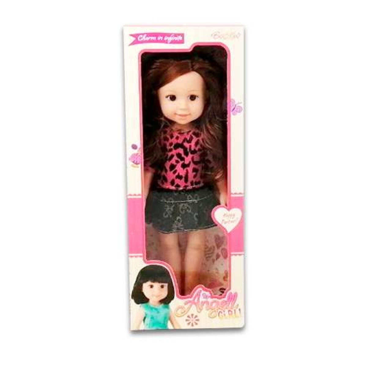 Muñeca Con Vestido Rosa Y Negro 