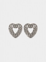 Pendientes Maxi De Corazones Con Cristales plateado