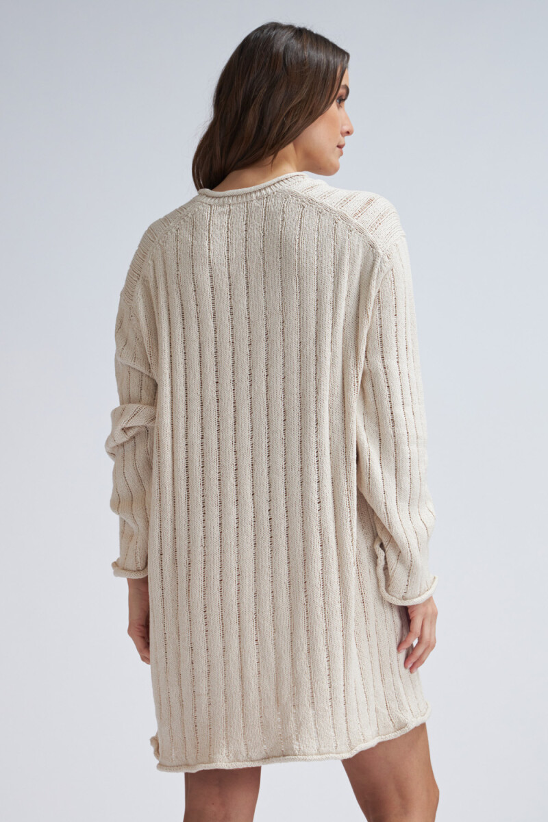 Sweater de punto acanalado Crudo
