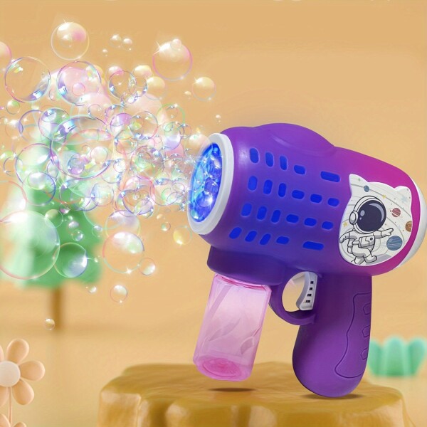 Bazooka Burbujas Pistola Burbujero Astronauta Luces A Pilas Variante Color Violeta