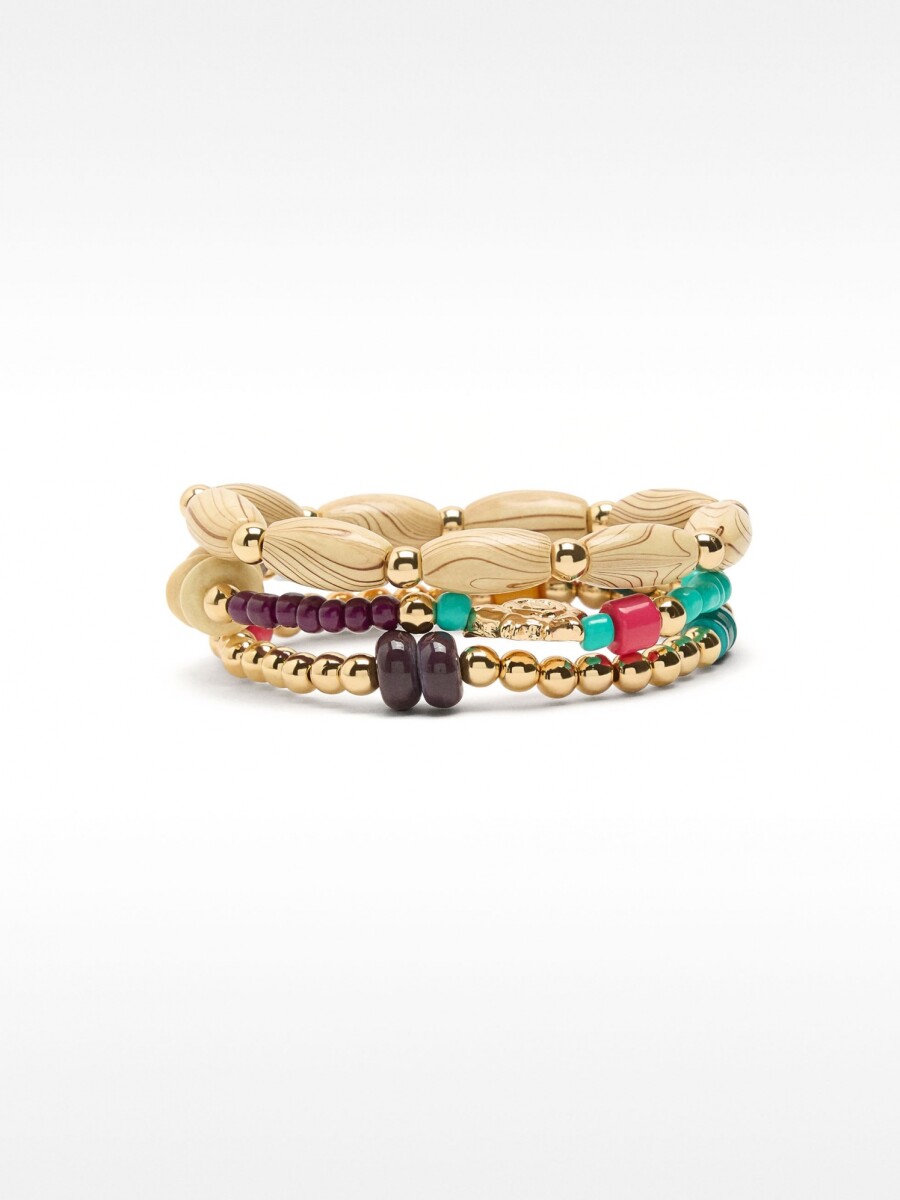 Set De Pulseras De Cuentas Multicolor multicolor