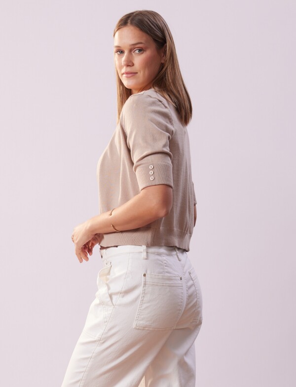 Cardigan Puño Botones BEIGE