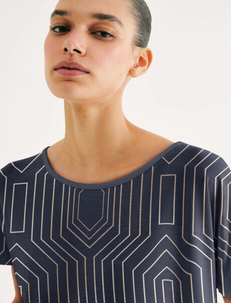 BLUSA ESTAMPADA DE MANGA CORTA  AZUL