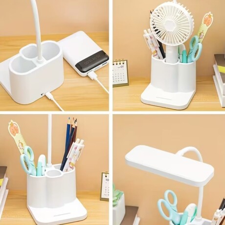 Lámpara Con Porta Lápices Luz Led BLANCO