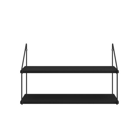 Estante de pared madera y hierro - 2 pisos Negro
