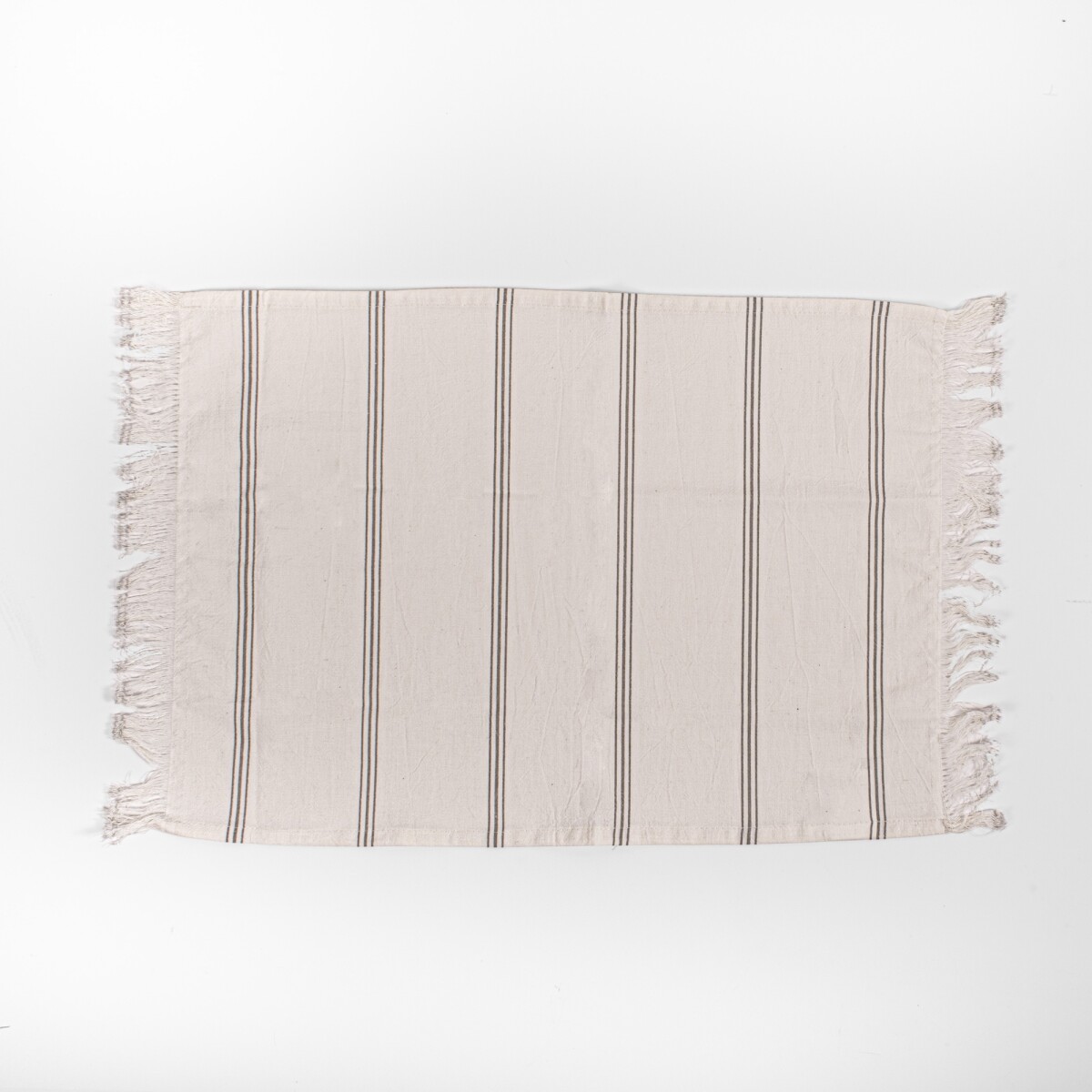 Individual 35x46 con Flecos Tusor Soft - Rayas Beige 