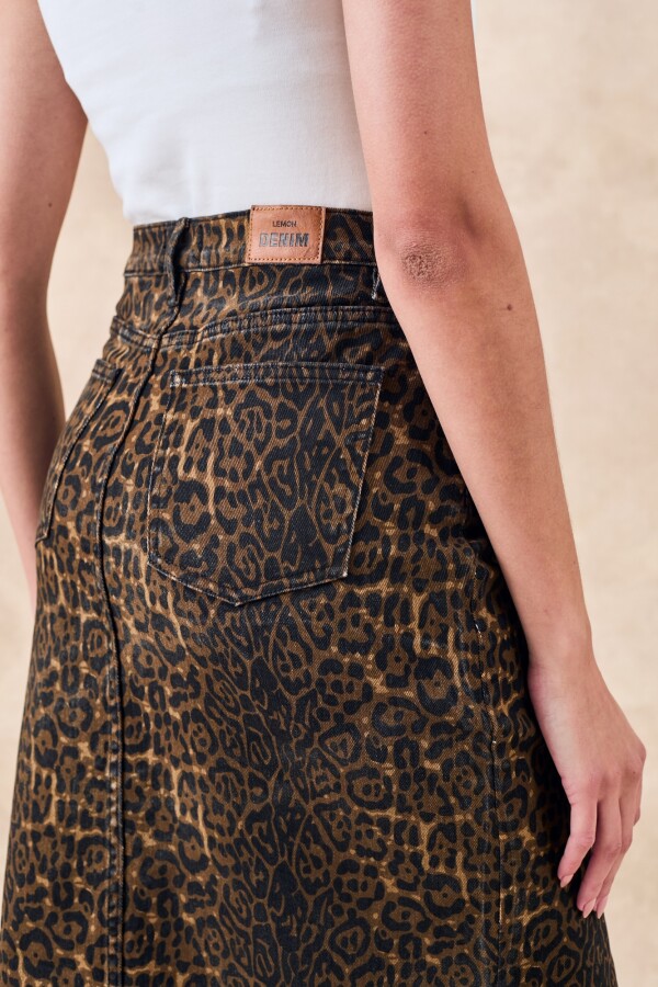 Falda Midi Animal Print Multi