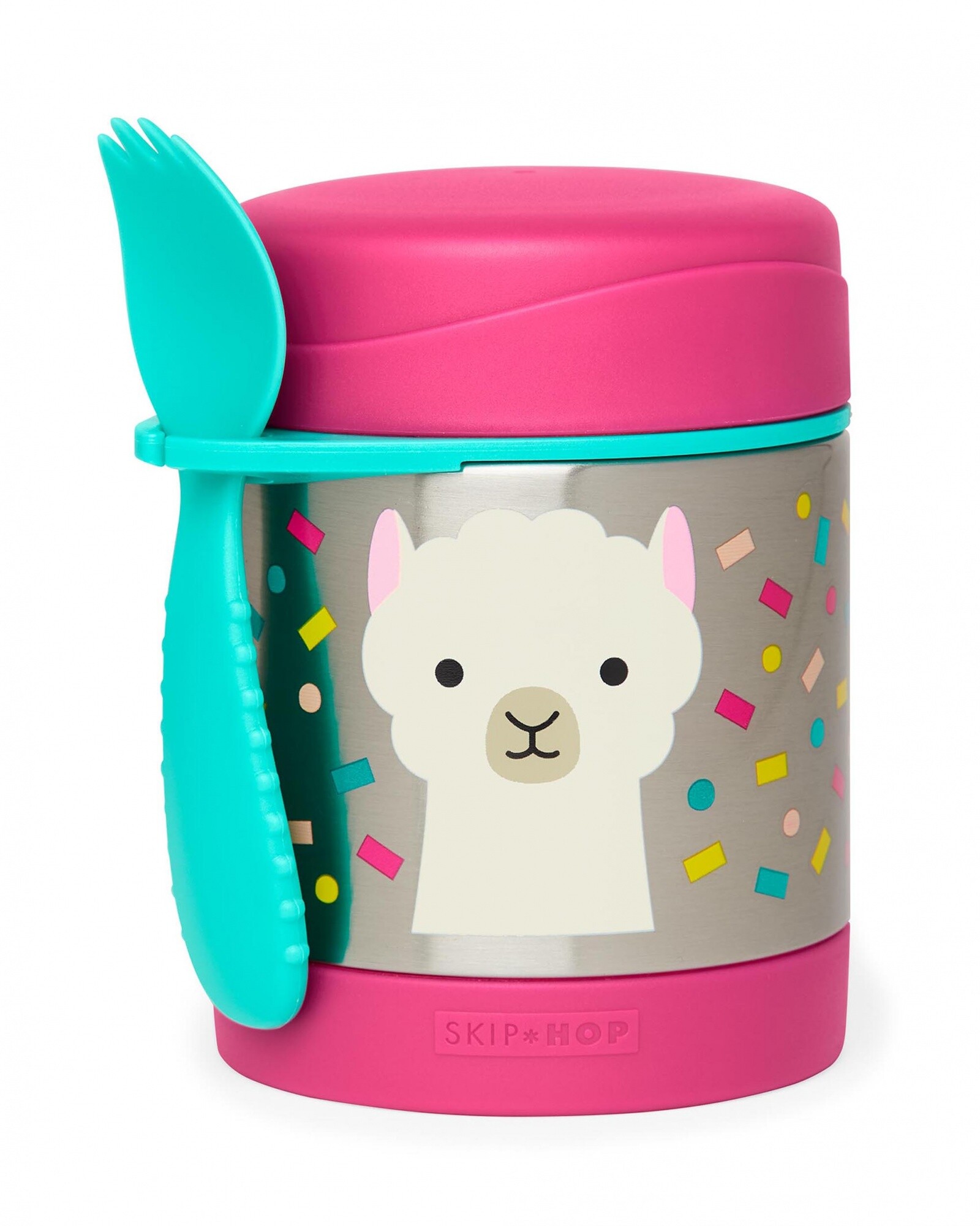 Tupper de acero inoxidable con cubierto diseño llama Sin color
