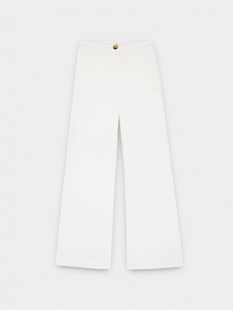 Pantalón Con Bordado 100% Algodón blanco