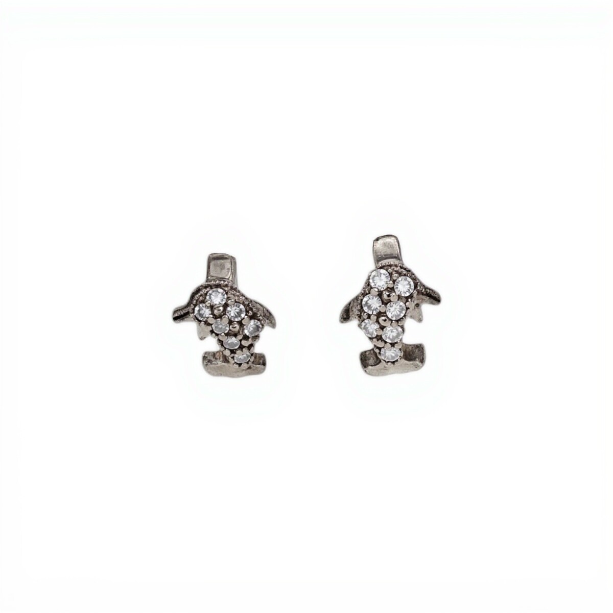 Caravanas Aros Delfín-Plata 925-Piedra Zirconia-CA3187 - conpiedra 