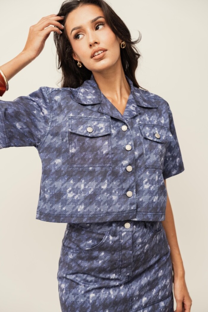 CAMISA ILSE DENIM TIE-DYE HOUNDSTOOTH CAMISA ILSE DENIM TIE-DYE HOUNDSTOOTH