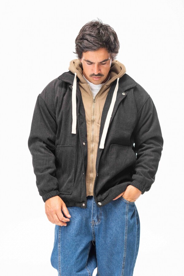 Campera PANA CON CAPUCHA NEGRO