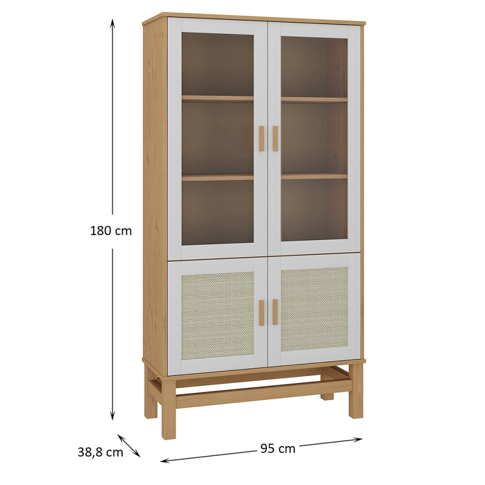 CRISTALERO 4 PUERTAS COPERO BOTELLERO ARMARIO ESTANTERÍA EN MADEA MACIZA CON RATAN CRISTALERO 4 PUERTAS COPERO BOTELLERO ARMARIO ESTANTERÍA EN MADEA MACIZA CON RATAN