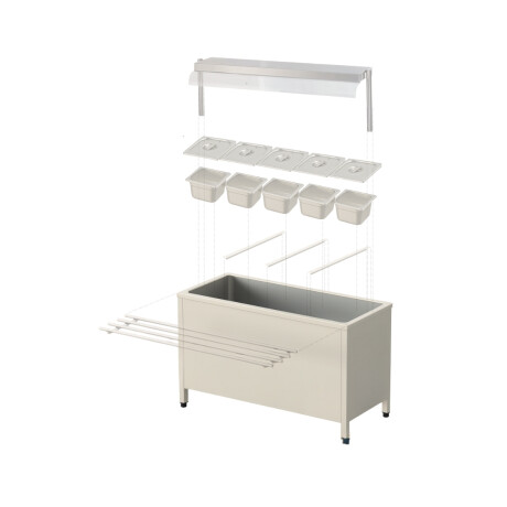 Mesa Buffet Caliente Interior Neutro de Acero Inoxidable 190 x 70 x 85 cm 5 GN 1/1 Mesa Buffet Caliente Interior Neutro de Acero Inoxidable 190 x 70 x 85 cm 5 GN 1/1