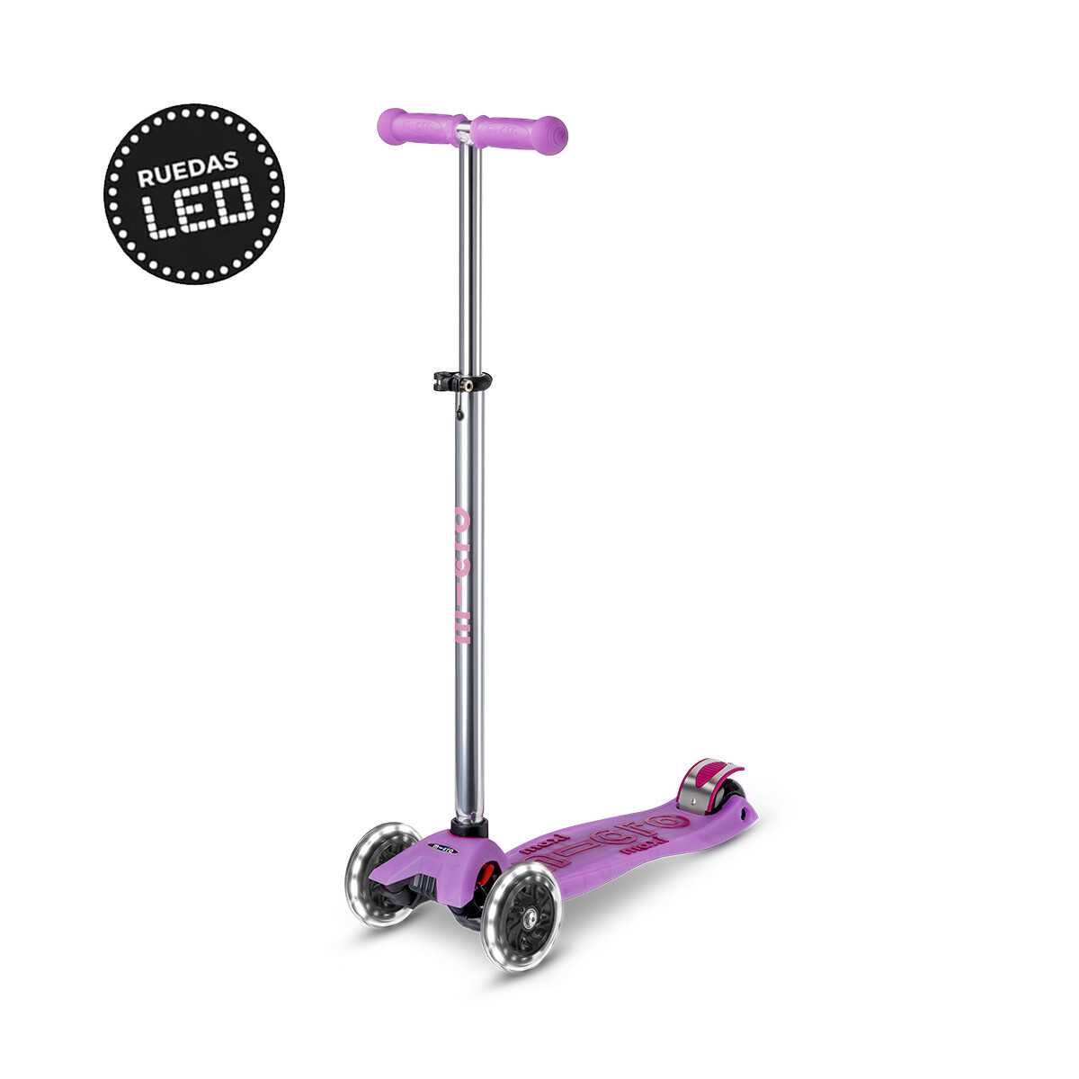 Monopatín Micro Maxi Glow LED Ajustable con 3 Ruedas - PURPURA 