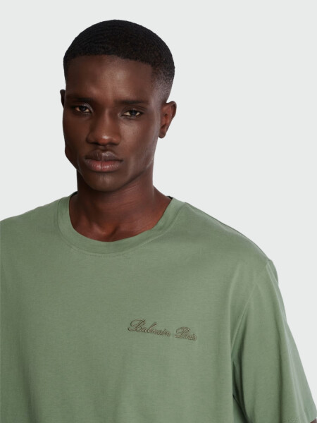 Balmain - Remera de corte holgado con discreto bordado Balmain signature Verde