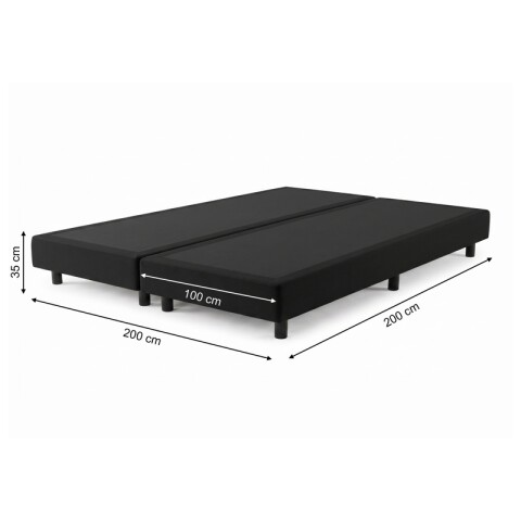 Base Box Sommier Tapizada Negra para Colchón 200x200x35 Doble