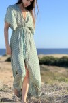 Vestido Jazmín Turquesa y dorado