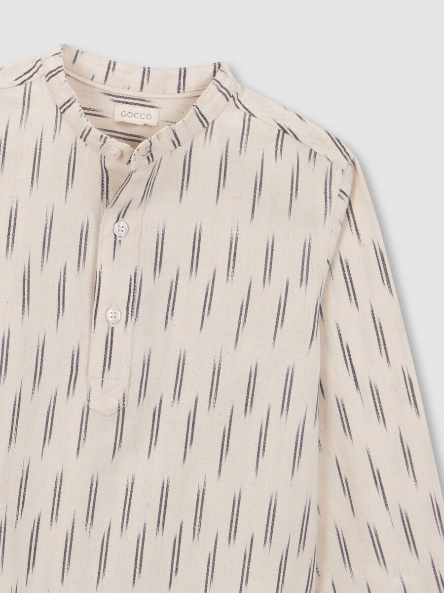 Camisa Estampada Ikat Blanco Roto