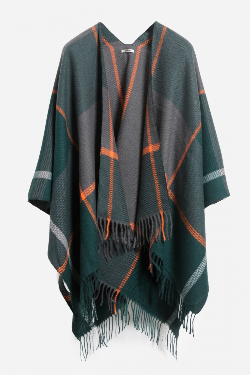 Capa ruana franjas verde