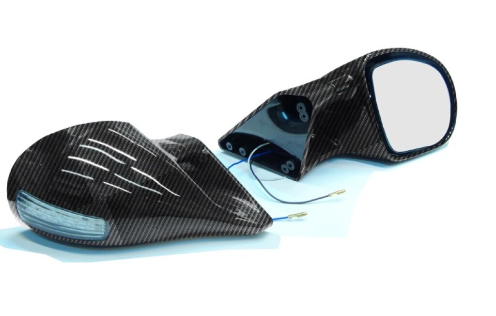 Juego de espejo retrovisor exterior con carcasa de carbono y luz de giro