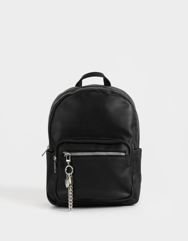 Mochilas Urbanas Mochila Con Charm Negro - Negro