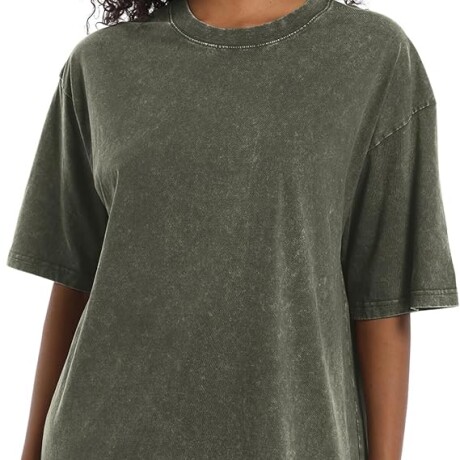 Camiseta oversize jaspeada Verde militar