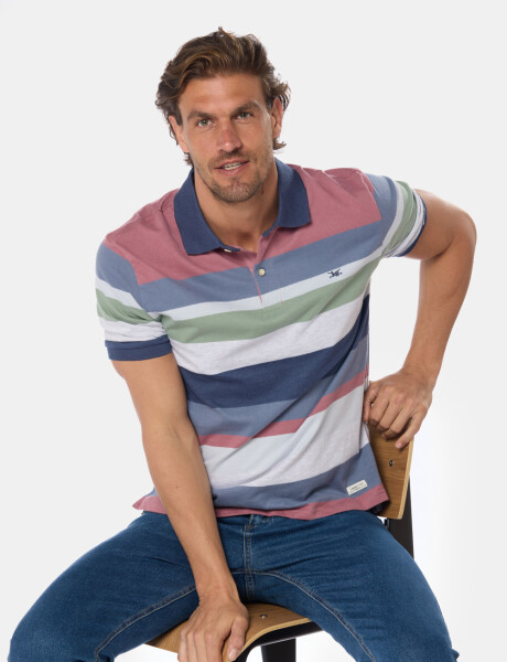 REMERA POLO JERSEY RAYADA Rosado