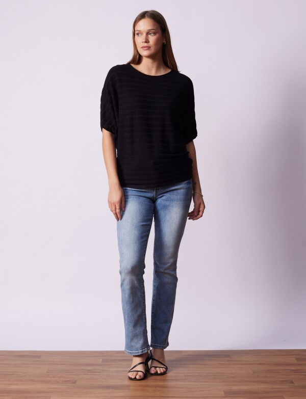 Buzo Dolman Acanalado NEGRO