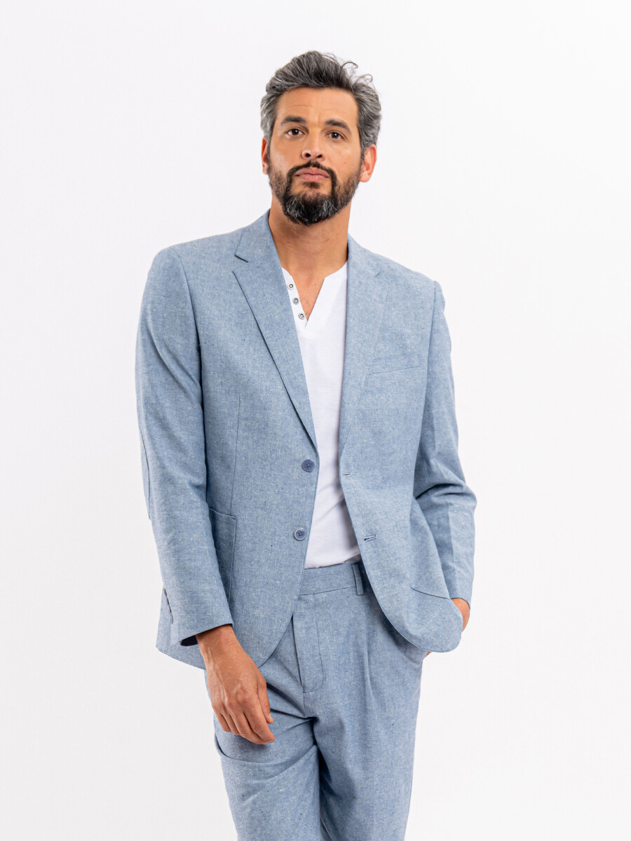 Saco lino liso - azul 