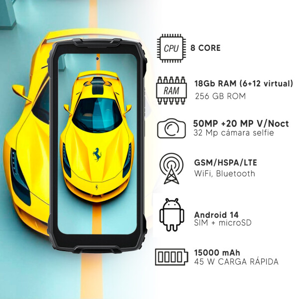 Blackview Bv7300 18gb (6+12gb) /256gb + Regalo COMBO CEL BLACKVIEW BV7300 18/256GB NEGR