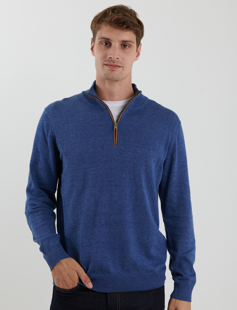 470996 SWEATER MEDIO CIERRE HARRINGTON LABEL Azul Piedra