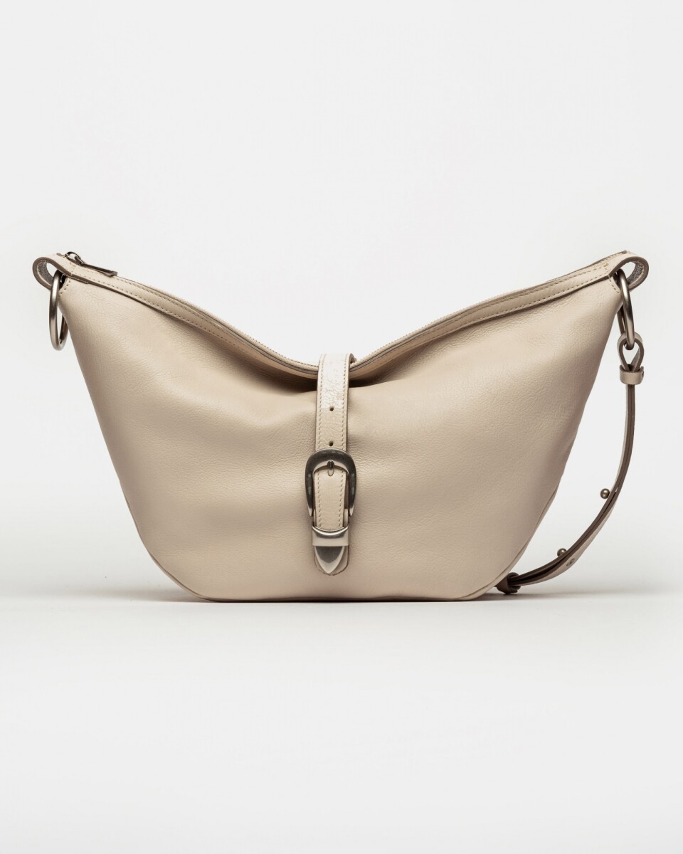 Bolso Bambu En Cuero Liso Satinado - Natural 