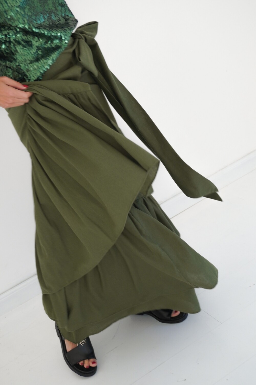 Wave Skirt Lino Verde