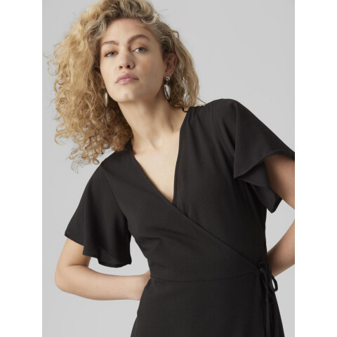 VMSAKI SS CALF WRAP DRESS WVN GA BLACK