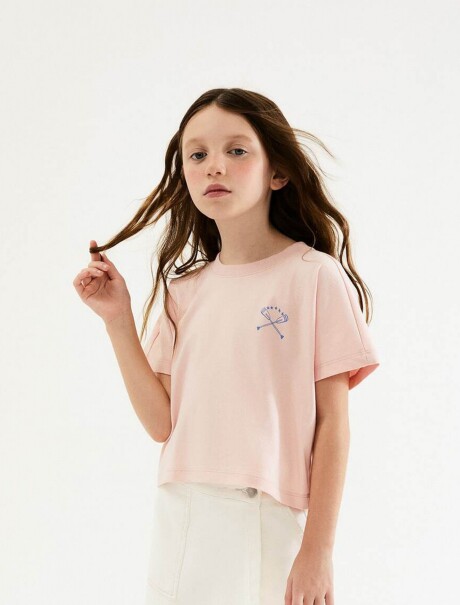 CAMISETA INFANTIL MANGA CORTA CON ESTAMPAS ROSADO