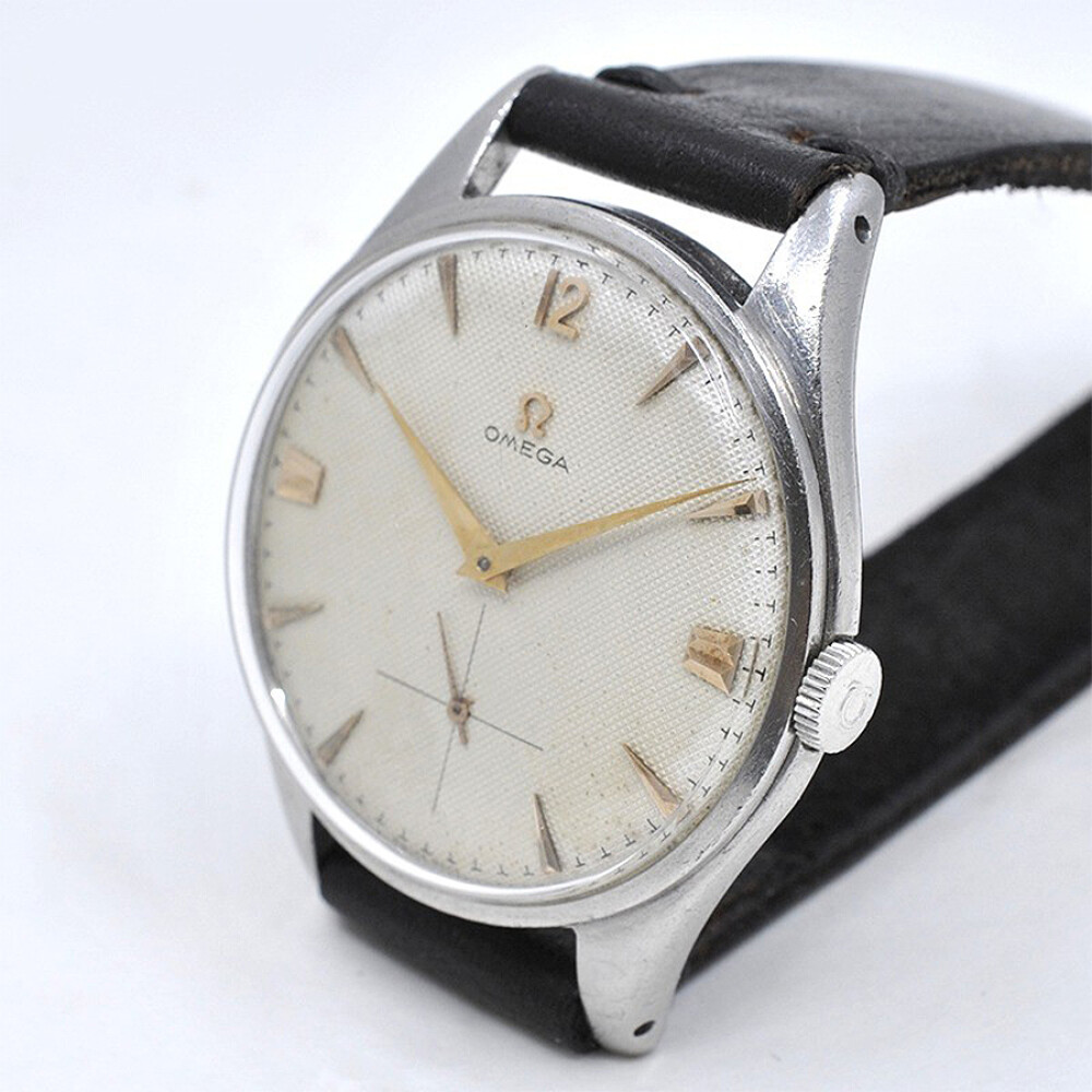 Omega Jumbo 2505-29 Caja Grande 38 Mm Año 1954 Acero Inoxidable Y Malla De Cuero Omega Jumbo 2505-29 Caja Grande 38 Mm Año 1954 Acero Inoxidable Y Malla De Cuero