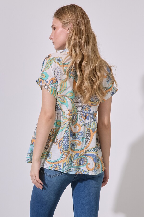 Camisa Gasa Print MULTI/ANARANJADO