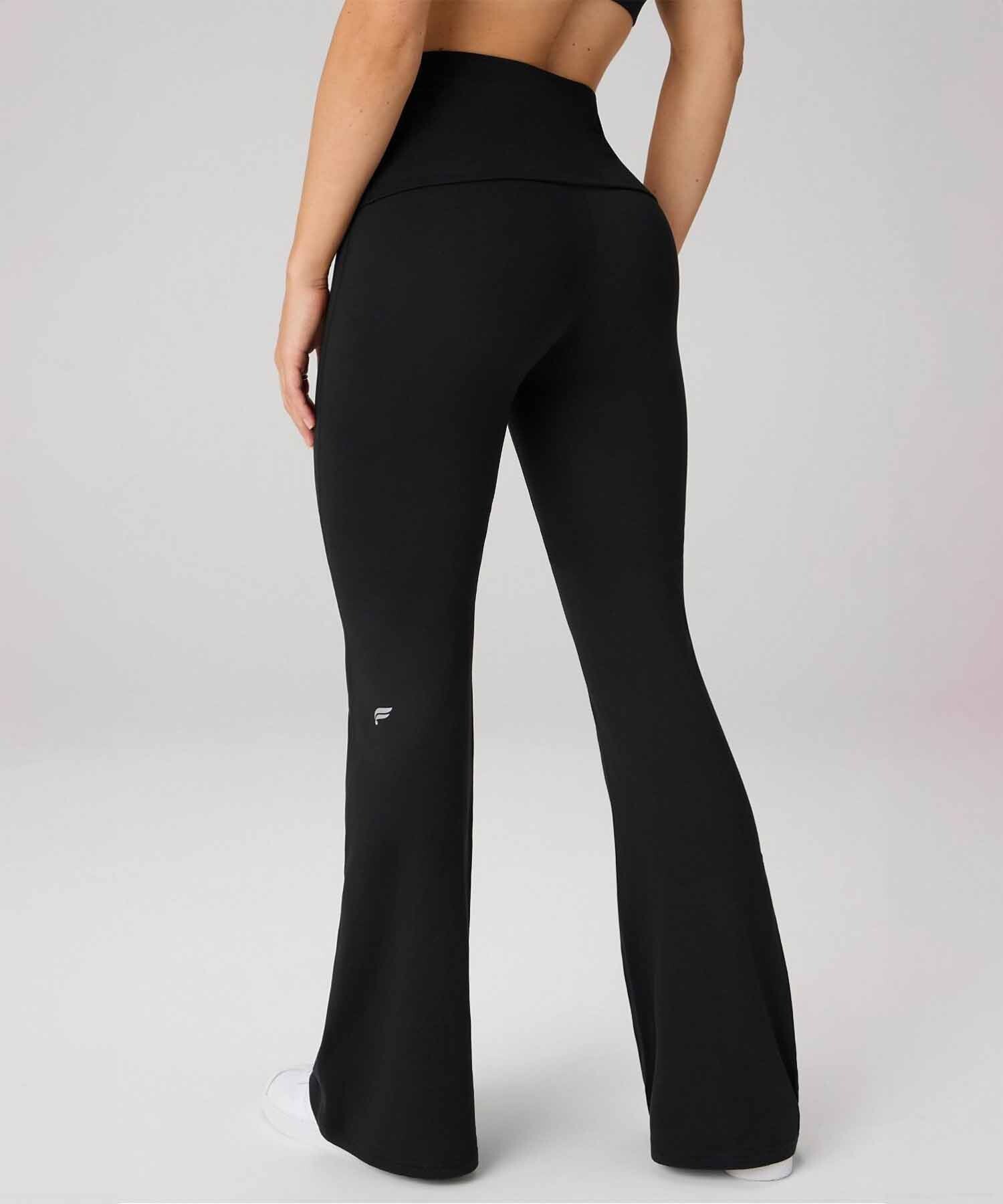 Leggings Flare Cloud Jersey Foldover Mujer Black