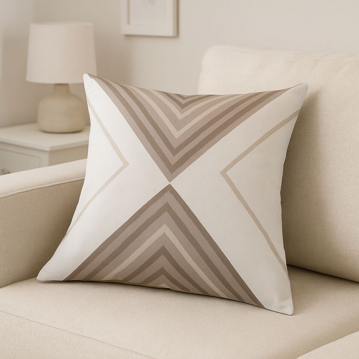Funda de almohadones lisa 43 x 43 cm - RAYAS BEIGE 