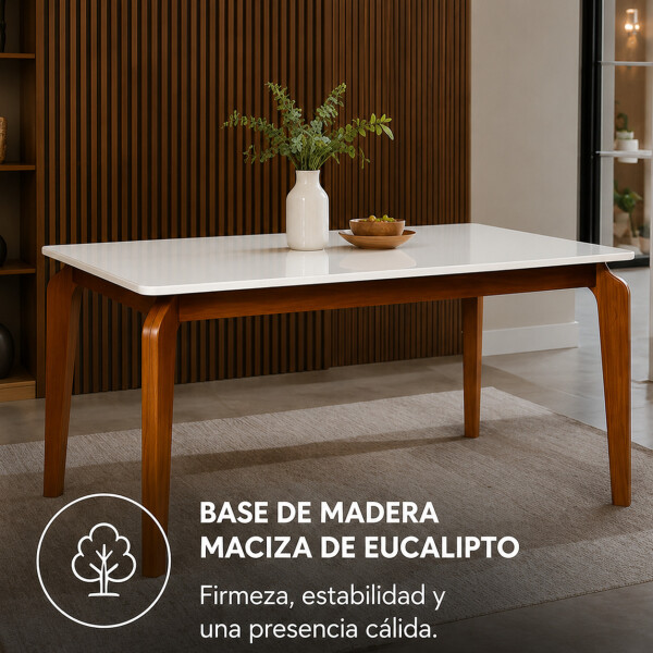 Mesa Comedor ComboHome Petra Premium 160x90 Cm Madera Vidrio Marrón 1