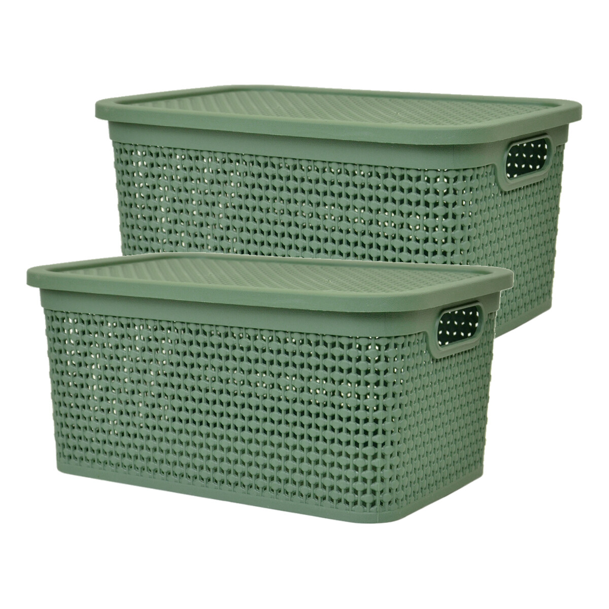 Set x2 Caja simil ratán 4 lts - VERDE 