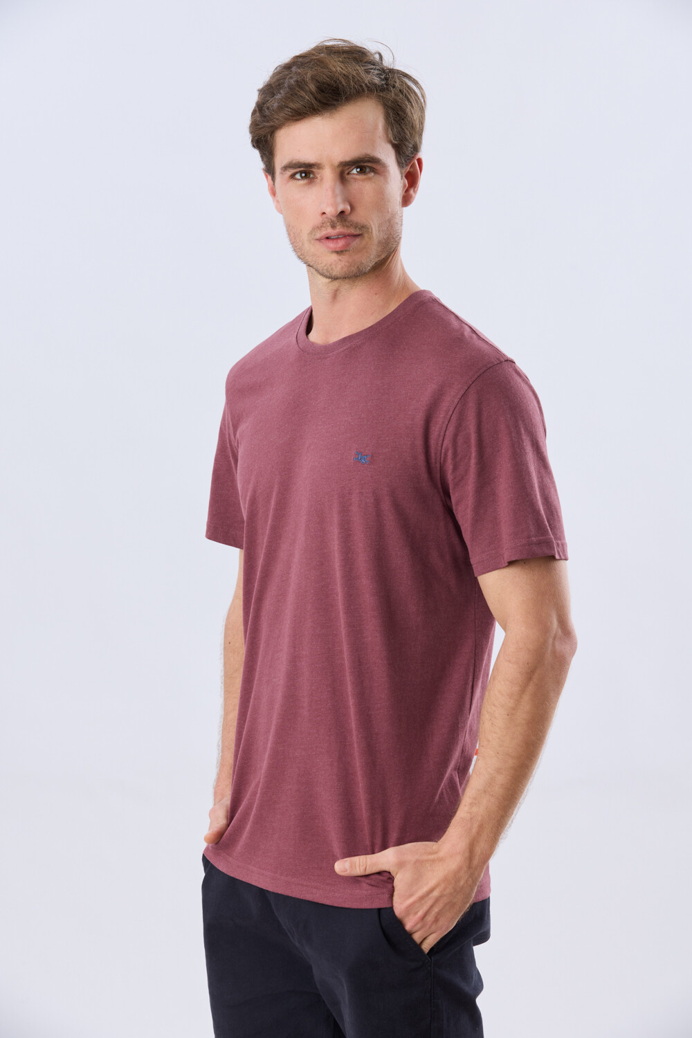 REMERA BÁSICA DE ALGODÓN Bordo Melange