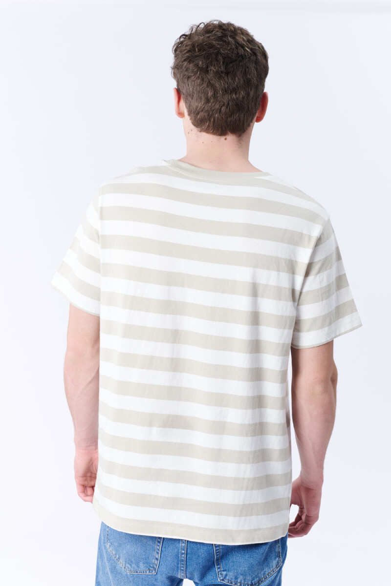 Remera Rayada Blanco Y Beige