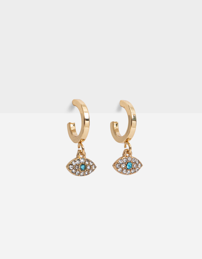 Aros Argollas Bañada en Oro Aros Argolla Ojos Bañado En Oro - Dorado