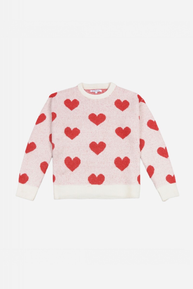 Sweater corazones - Mujer - BLANCO Y ROJO 